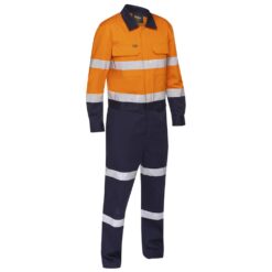 Bisley BC6066T Hivis Overall with Reflective Tape Yellow/Navy Front