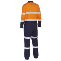 Bisley BC6066T Hivis Overall with Reflective Tape Yellow/Navy Rear