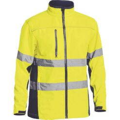 Bisley BJ6059T Yellow Navy Soft Shell Jacket - Front