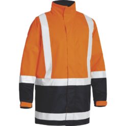 Bisley BJ6966T Rain Shell Jacket Orange Navy with Reflective Tape - Front
