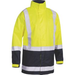 Bisley BJ6966T Rain Shell Jacket Yellow Navy with Reflective Tape - Front