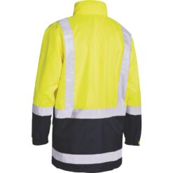 Bisley BJ6966T Rain Shell Jacket Yellow Navy with Reflective Tape - Rear