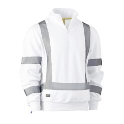 Bisley BK6321XT White Jumper with Reflective Tape Night Wear - Front