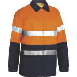 Bisley BK710T Orange Navy Cotton Drill Jacket with Reflective Tape - Front