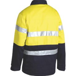 Bisley BK710T Yellow Navy Cotton Drill Jacket with Reflective Tape - Rear