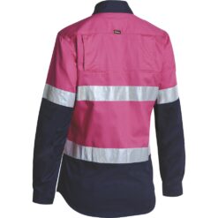 Bisley BL6896 Pink Navy Ladies Shirt - Rear