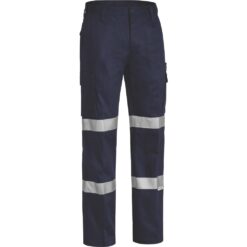 Bisley BPC6003T Navy Taped Reflective Work Pants - Front
