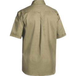 Bisley BS1433 Cotton Drill Short Sleeve Shirt Khaki - Rear