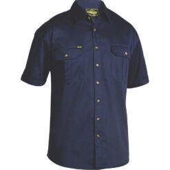 Bisley BS1433 Cotton Drill Short Sleeve Shirt Navy - Front
