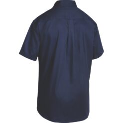 Bisley BS1433 Cotton Drill Short Sleeve Shirt Navy - Rear