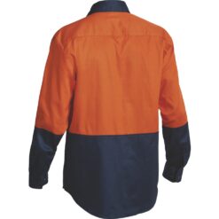 BS6267 Orange/Navy HiVis Cotton Button Up Shirt - Rear