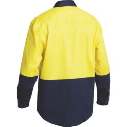 BS6267 Yellow/Navy HiVis Cotton Button Up Shirt - Rear