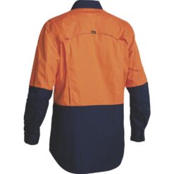 Bisley BS6415 Ripstop Hi-Vis X Airflow Work Shirts Orange/Navy - Rear