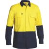 Bisley BS6415 Ripstop Hi-Vis X Airflow Work Shirts Yellow/Navy - Front