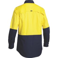 Bisley BS6415 Ripstop Hi-Vis X Airflow Work Shirts Yellow/Navy - Rear