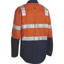 Bisley BS6432T Orange/Navy Lightweight Work Shirts - Rear