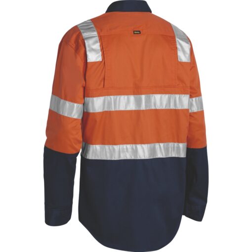 Bisley BS6432T Orange/Navy Lightweight Work Shirts - Rear