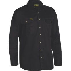 Bisley BS6433 Cotton Drill Work Shirt Black - Front