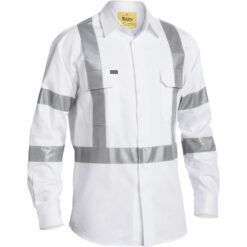Bisley BS6807T Cotton Drill Nightwear Work Shirt with Reflective Tape - Front