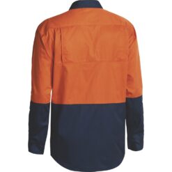 Bisley BS6895 Orange Navy Hi-vis Work Shirt Long Sleeve - Rear