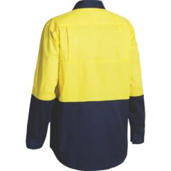 Bisley BS6895 Yellow Navy Hi-vis Work Shirt Long Sleeve - Rear