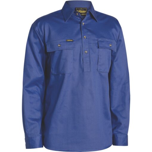 Bisley BSC6433 Royal Closed Front Work Shirt - Front