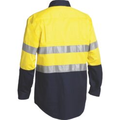 Bisley BSC6896 Closed Front Work Shirt with Closed Front & Reflective Tape Yellow/Navy - Rear