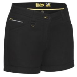 Bisley BSHL1045 Womens Stretch Short Shorts Black - Front