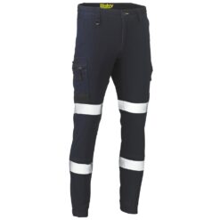 Bisley BPC6335T Front Flex & Move Denim Stretch Pants with Reflective Tape - Front