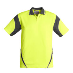 Syzmik ZH248 Aztec Hi-Vis Polo Work Shirt Yellow/Charcoal - Front